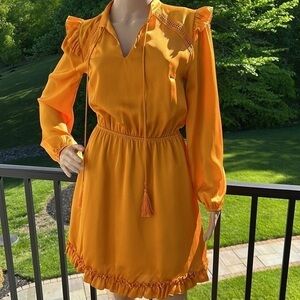 Fraiche Mustard Ruffle Dress